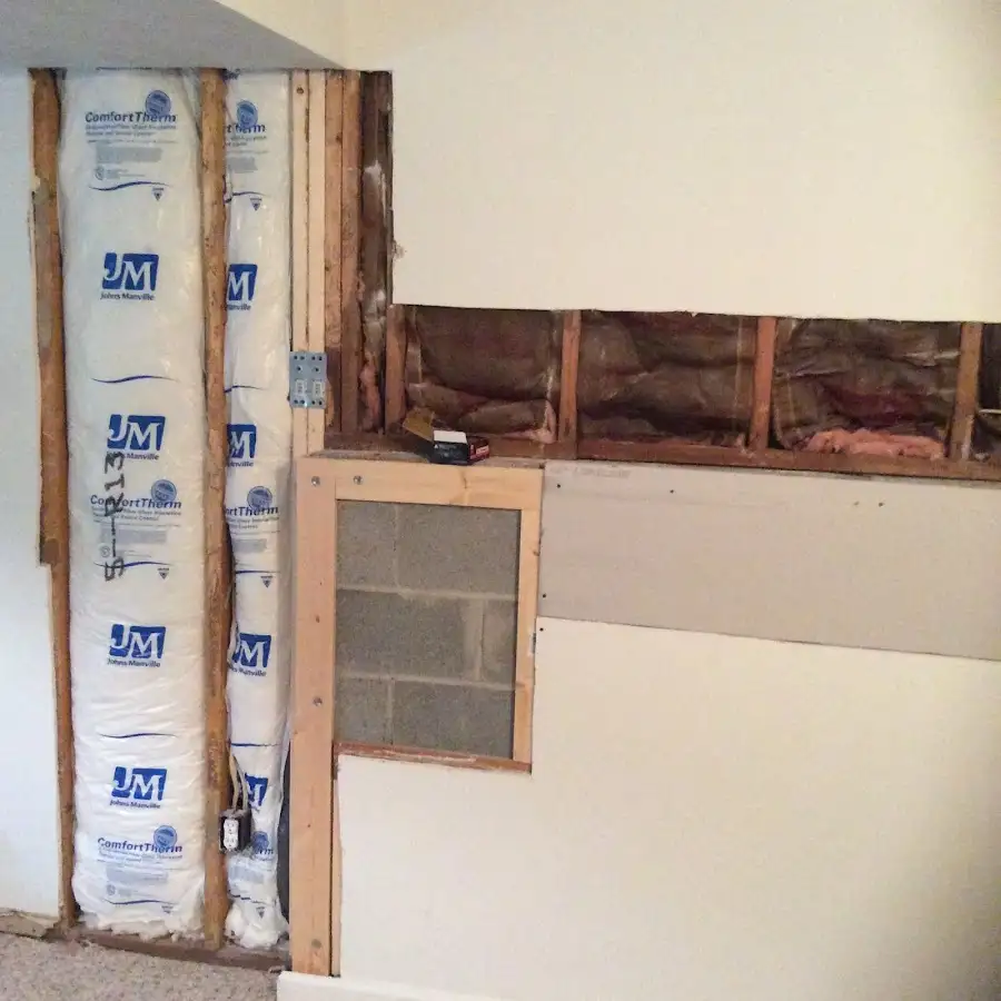 Wall insulation replacement during Basement Flood Cleanup in Preston